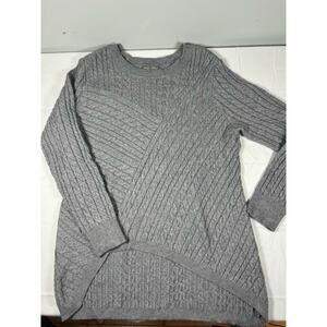 EVOLUTION BY CYRUS Women's Gray‎ Cable Knit Asymmetric Hem Pullover Size L